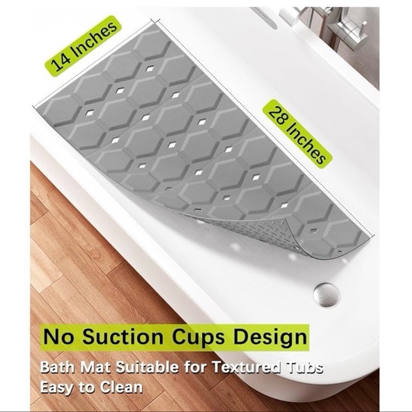 Silicone Bathtub Shower Mat Non‎ Slip, Foldable Bath Mat for Tub 28" x14" - Picture 2 of 5